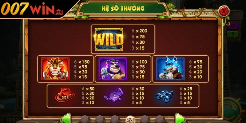 Cổ Vật Rừng Xanh 007Win – Săn Báu Vật Giữa Đại Ngàn Hoang Dã 2 Ký hiệu Wild Cổ Vật Rừng Xanh 007Win