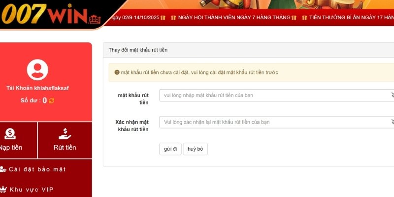 Quy trình rút tiền 007Win được tối ưu qua 3 bước